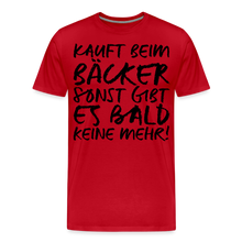 Laden Sie das Bild in den Galerie-Viewer, MEME SHIRT: KAUFT BEIM BÄCKER (black) - Rot