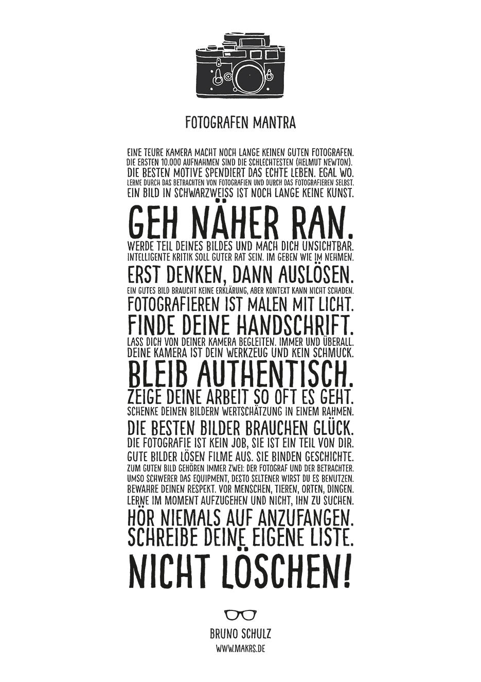 PLAKAT FOTOGRAFEN MANTRA