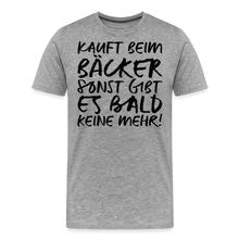 Laden Sie das Bild in den Galerie-Viewer, MEME SHIRT: KAUFT BEIM BÄCKER (black) - Grau meliert